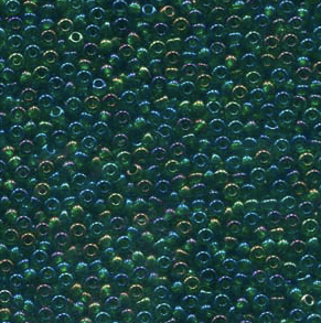 Size 11/0 Preciosa Seed Beads - Transparent Green AB