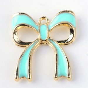 Teal Enamel Bow Charm - Riverside Beads