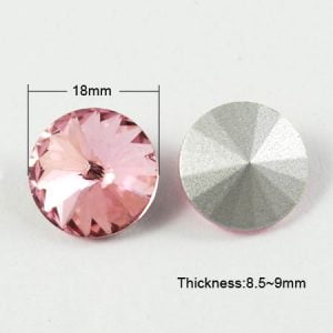18mm Glass Rivoli - Tourmaline - Pink Birthstone Crystal