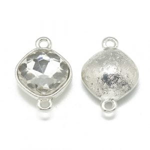 Clear Faceted Glass Connector Charm - 15mm x 22mm