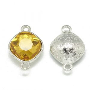 Gold Faceted Glass Connector Charm - 15mm x 22mm