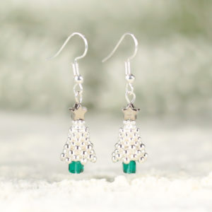 Silver Beaded Christmas Tree Earrings - Riverside Beads