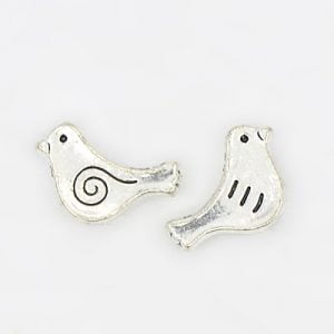 Bird Spacer Beads - Silver