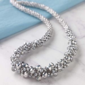 Silver Crystal Kumihimo Necklace - Riverside Beads