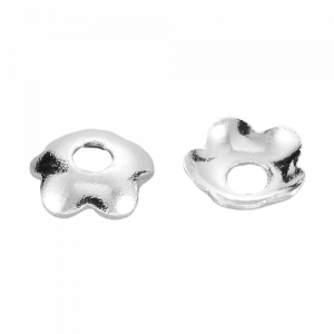 4mm Flower Bead Caps Small - Silver Plated