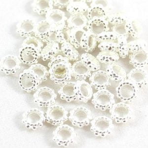 Textured Rondelle Spacer Beads - Silver