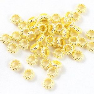 Textured Rondelle Spacer Bead - Gold