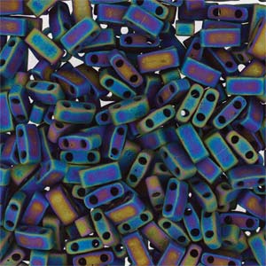 Miyuki Half Tila Beads - Matte Black AB - Riverside Beads