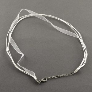 Ribbon Cord Necklace White - Riverside Beads