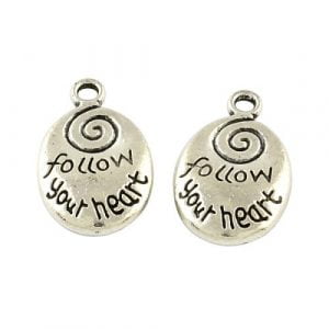 Follow Your Heart Sentiment Charms - Silver