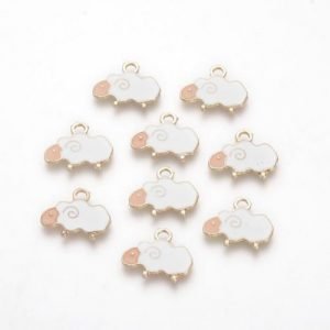 Enamel White Sheep Charm - Riverside Beads
