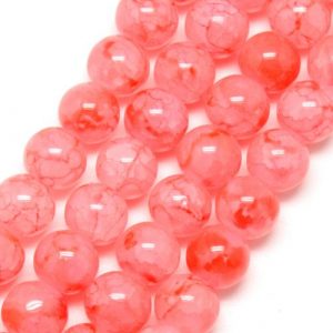 Marbled Glass Bead - Dark Pink