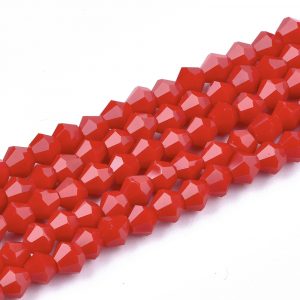 Crystal Bicone Bead - Opaque Red - Riverside Beads