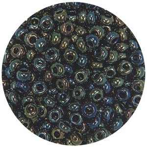 Size 10/0 Preciosa Seed Beads - Metallic Green Iris - Riverside Beads