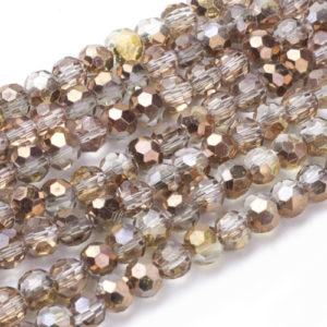 Faceted Glass Crystal Round Beads - Copper - Riverside Beads
