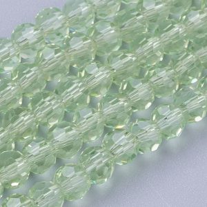 4mm Round Glass Faceted Crystal - Light Green - Riverside Beads
