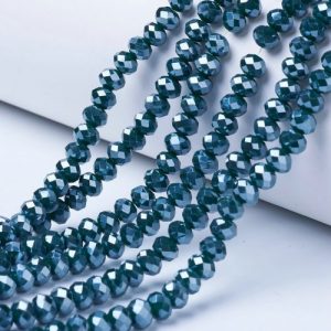 Opaque Luster Dark Green Crystal Rondelle Bead - Riverside Beads