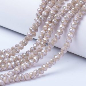 Opaque Luster Navajo White Crystal Rondelle Bead - Riverside Beads