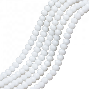Opaque White Crystal Rondelle Bead - Riverside Beads