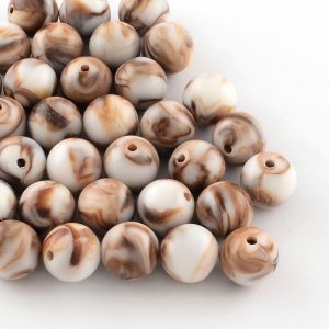 7mm Acrylic Marbled Bead - Brown - Riverside Beads