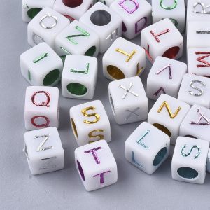 Acrylic Metallic Engraved Alphabet Bead - Riverside Beads