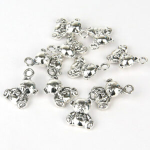 Small Silver Teddy Charms - Riverside Beads