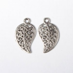 Swirled Silver Leaf Charms - Riverside Beads