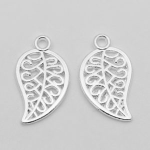 Swirled Silver Leaf Charms - Riverside Beads