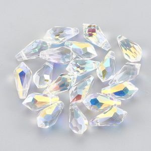Glass Faceted Drop Pendant beads - Clear AB