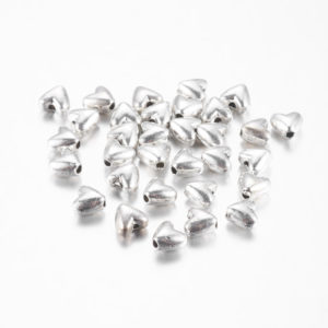 Heart Spacer Beads - Silver