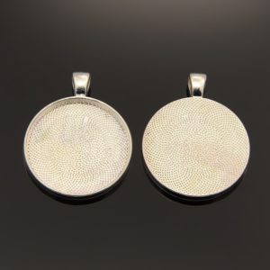 25mm Flat Round Mount - Silver - Riverside Beads