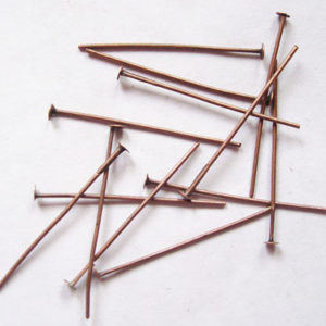 Copper Flat End Headpins 30mm - Riverside Beads