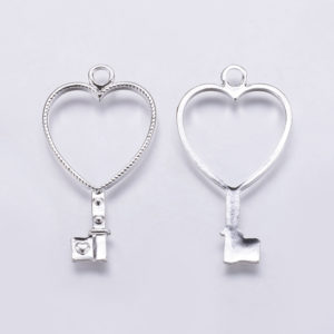 Heart Key Open Pendant Frames - Riverside Beads