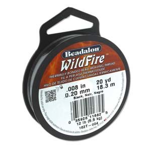Wildfire Bonded Bead Weaving Thread - Black 0.20mm 0.008in, Beadsmith / Beadalon Wildfire cord