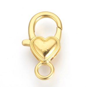 27mm Heart Lobster Clasps - Gold - Riverside Beads