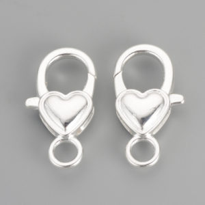 27mm Heart Lobster Clasps - Silver - Riverside Beads