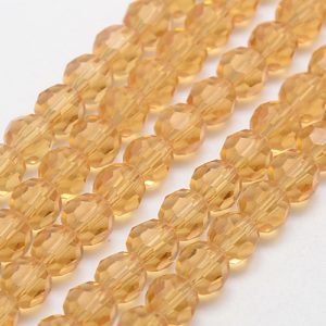 Faceted Glass Crystal Round Beads - Gold - Riverside Beads