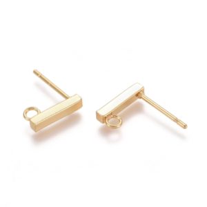 Rectangle Stud Earring Golden - Riverside Beads