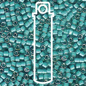 11/0 Delica Beads White Lined Teal AB - Riverside Beads