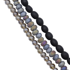 3 Strands of Glass Beads - Lightning Black - Riverside Beads