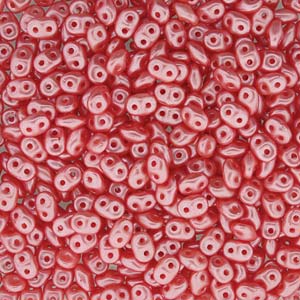 Czech SuperDuos 10g Tube - Pastel Light Coral - Riverside Beads