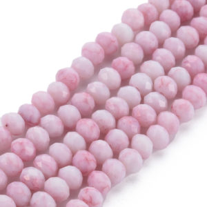 Marbled Glass Rondelle Bead - Coral Pink - Riverside Beads