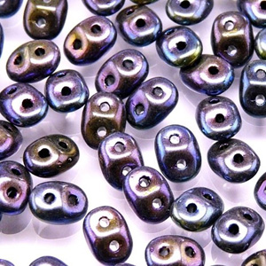 Czech SuperDuos 10g Tube - Jet Blue Iris - Riverside Beads
