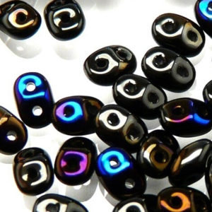 Czech MiniDuos 8g Tube - Jet Azuro - Riverside Beads