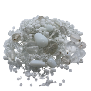 Mixed Large Indian Glass Beads - White - Riverside Beads