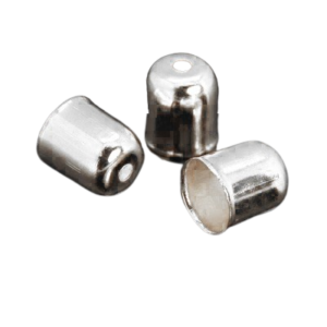 7mm Rounded Kumihimo End Caps - Silver - Riverside Beads