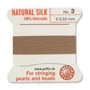 Griffin Silk Bead Cord Beige - size 0.5mm - Riverside Beads