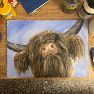 Highland Cow Painting Cuppa and Canvas Workshop