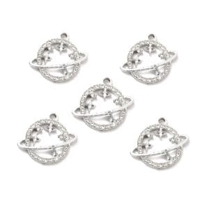 Diamante Planet Charms - Silver
