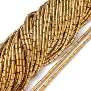 Glass Tube Bead Gold
